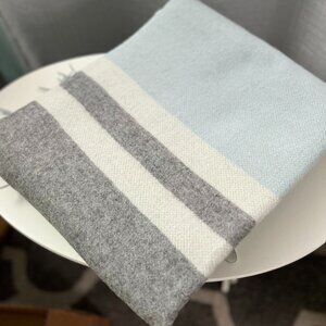 Alicia Adams Alpaca Wool Luxury Canyon Throw in Light Blue/Light Grey/Ivory
